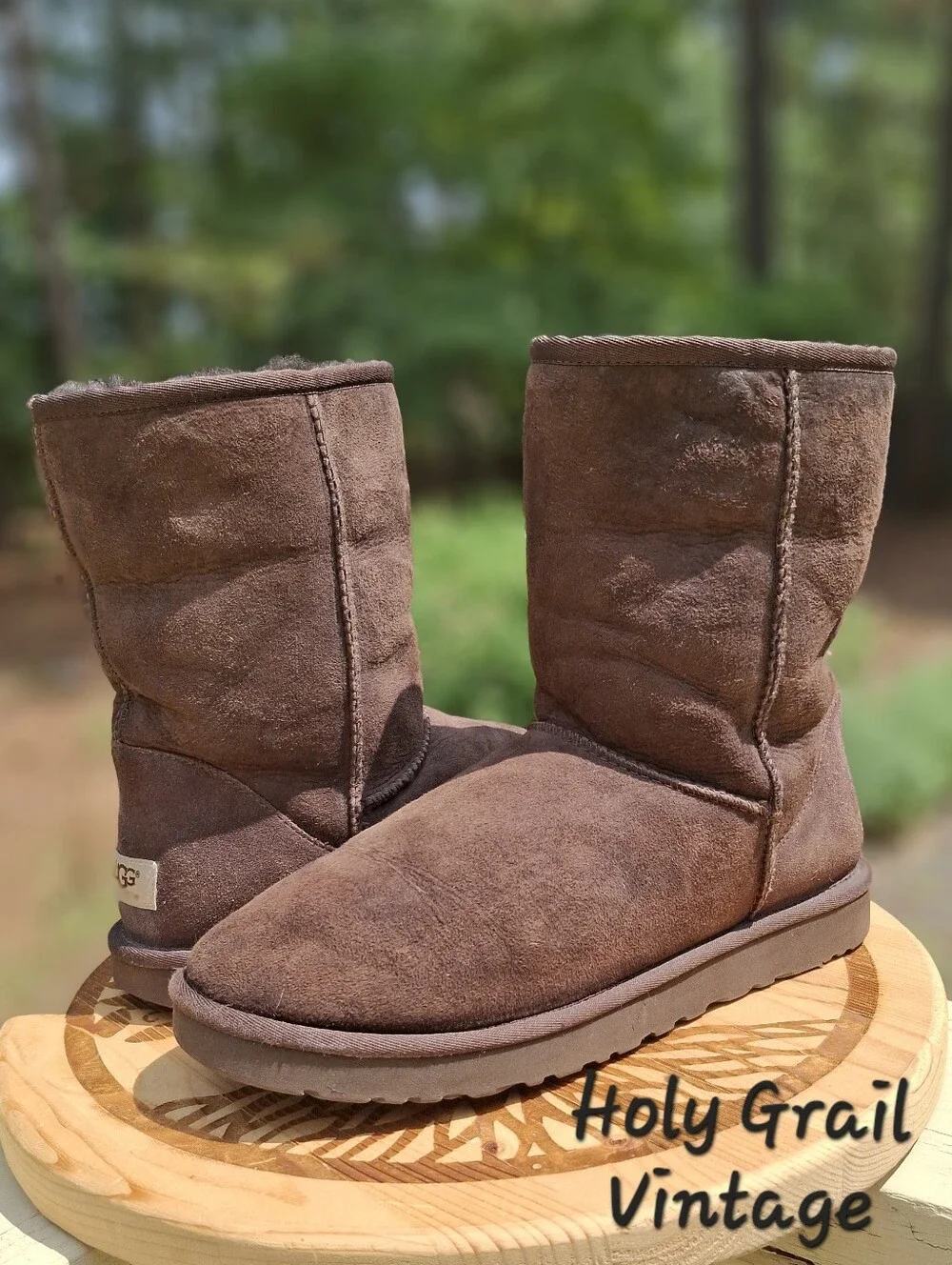 UGG Women's Classic Chocolate Brown Suede Sherling Lined Short II Boots Sz 10